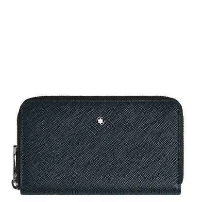 Montblanc portafoglio 12 scomparti con cerniera medio Sartorial tweed blu 220362