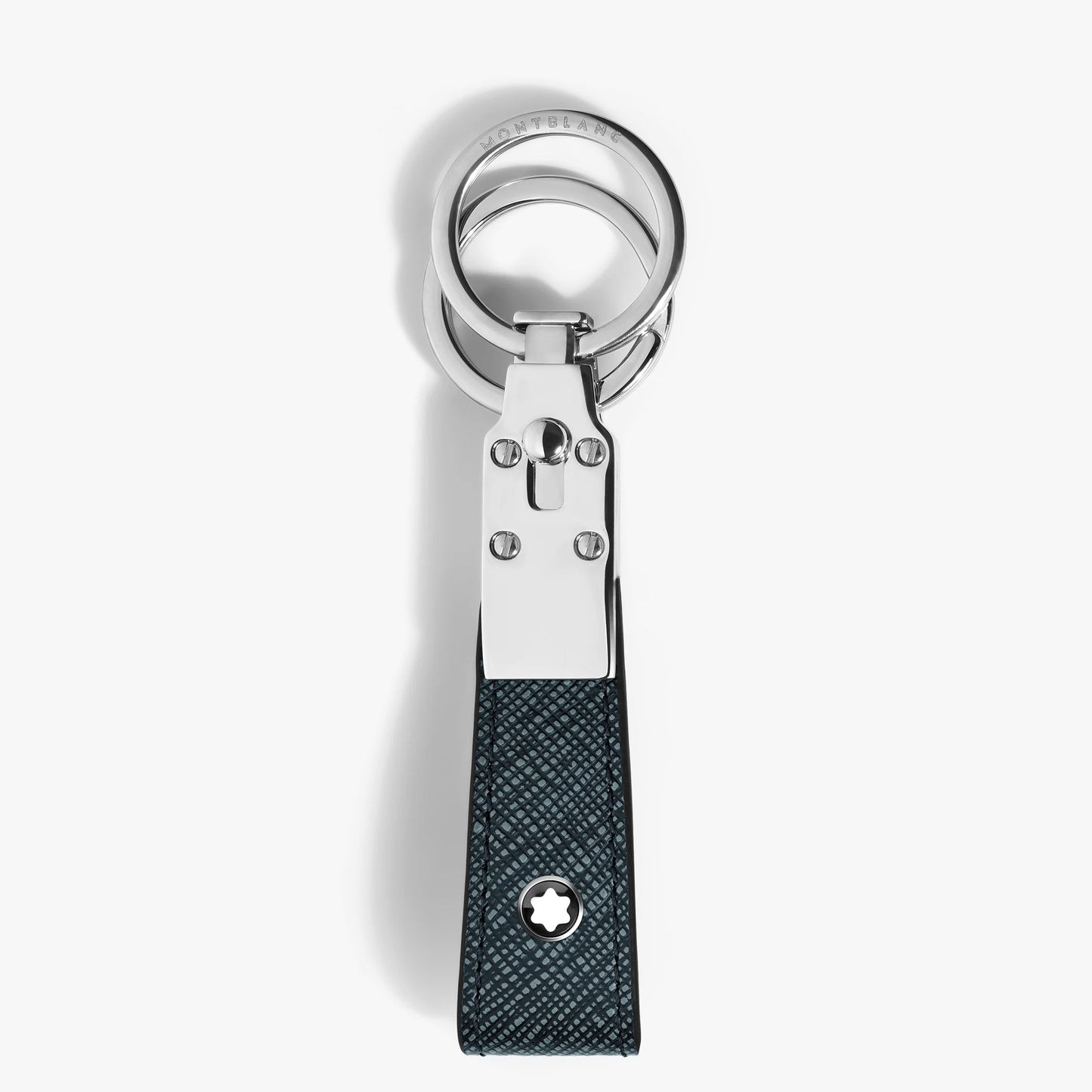 Montblanc portachiavi con passante sartorial tweed blu 220397