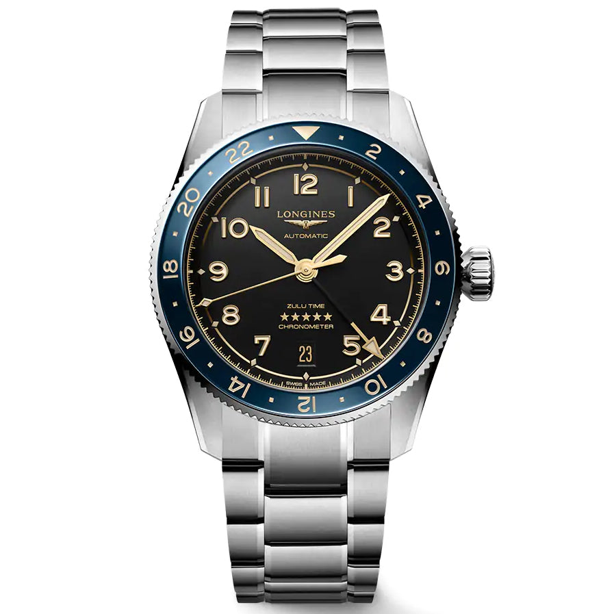 Longines orologio Spirit Zulu Time 39mm antracite automatico acciaio L3.802.4.60.6