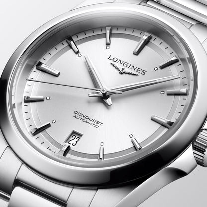 Longines orologio Conquest 38mm argento automatico acciaio L3.720.4.72.6