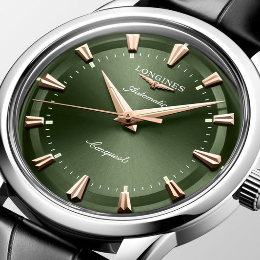 Longines orologio Conquest Heritage 40mm verde automatico acciaio L1.650.4.02.2