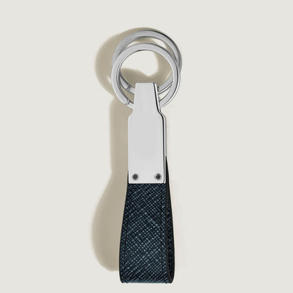 Montblanc portachiavi con passante sartorial tweed blu 220397
