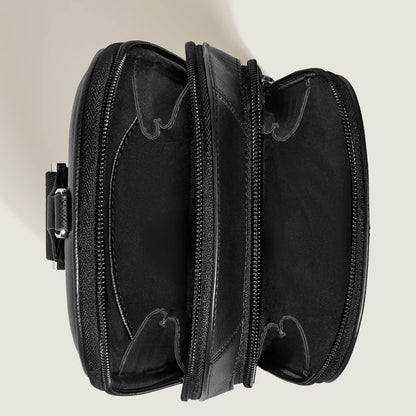 Montblanc tracolla sartorial nero in pelle goffratura saffiano con tre scomparti con zip e fibbia argentata