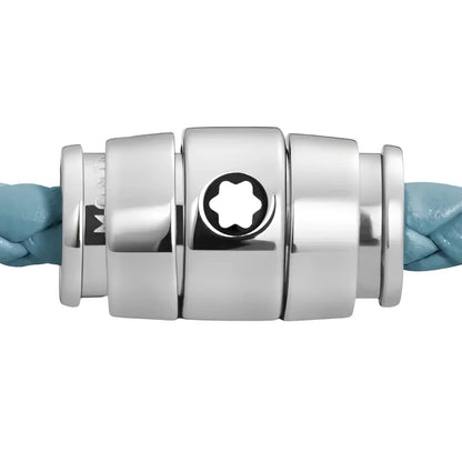 Chiusura magnetica in acciaio con emblema a stella su cordoncino intrecciato in pelle meisterstück blu fumè