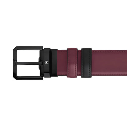 Montblanc cintura reversibile 35 mm in pelle nera cassis con fibbia nera e logo montblanc elegante e pratica