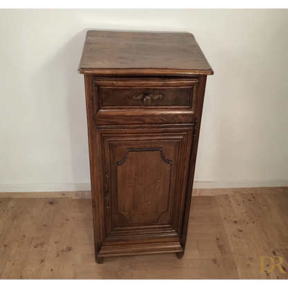 Credenza bassa vintage in legno di rovere con cassetto e porta in finitura marrone scuro