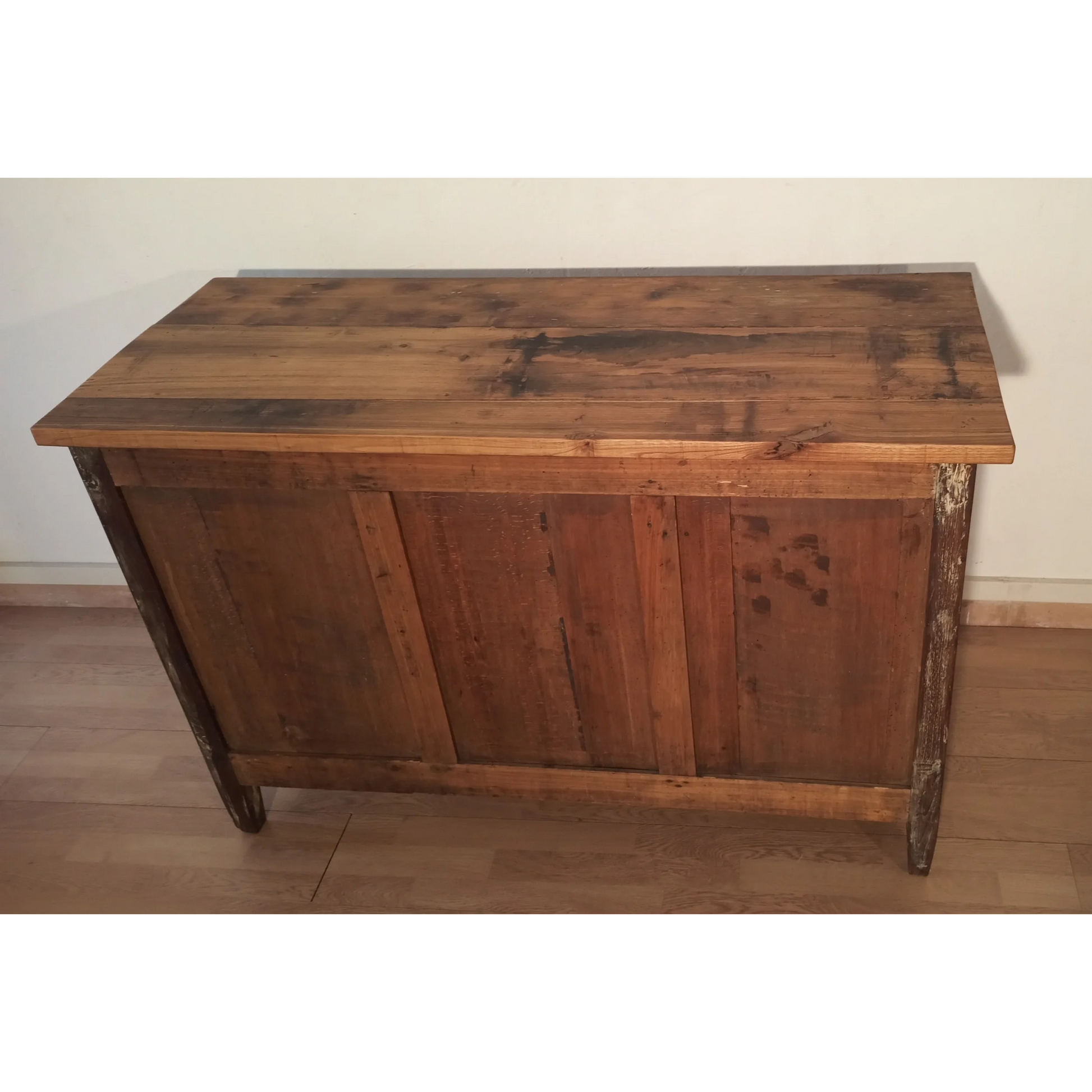 Credenza bassa in pino rustica con coperchio a cerniera, Sud Italia, XIX secolo