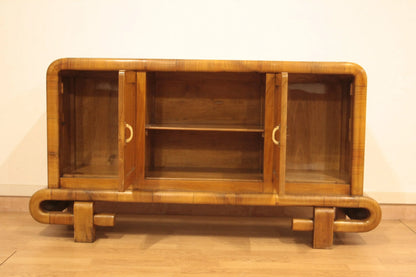 Toeletta in noce art decò anni 50 con ante in vetro mobile legno vintage modernariato