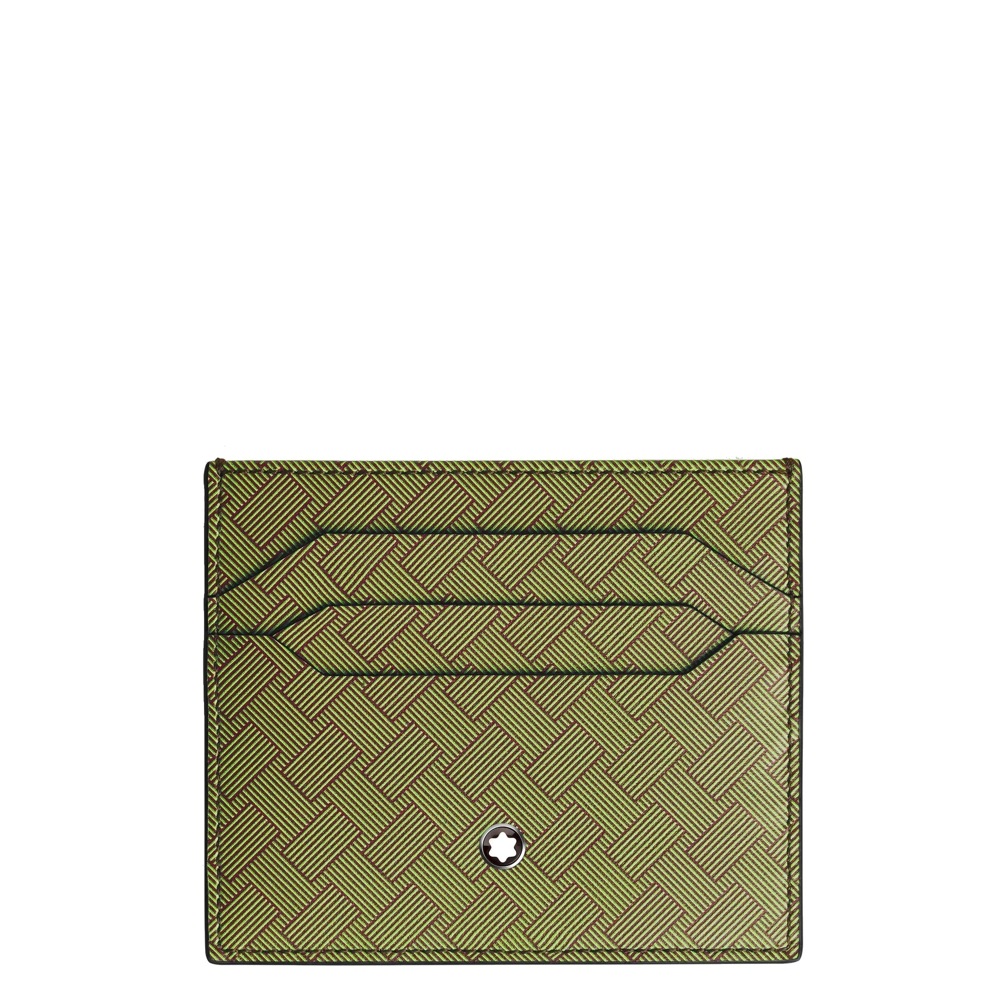 Porta carte montblanc extreme 3.0 verde oliva con motivo intrecciato e logo montblanc argento multilime
