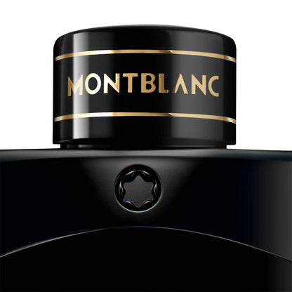 Bottiglia nera di montblanc legend eau de parfum 50ml con finitura lucida e scritte dorate elegante e raffinata