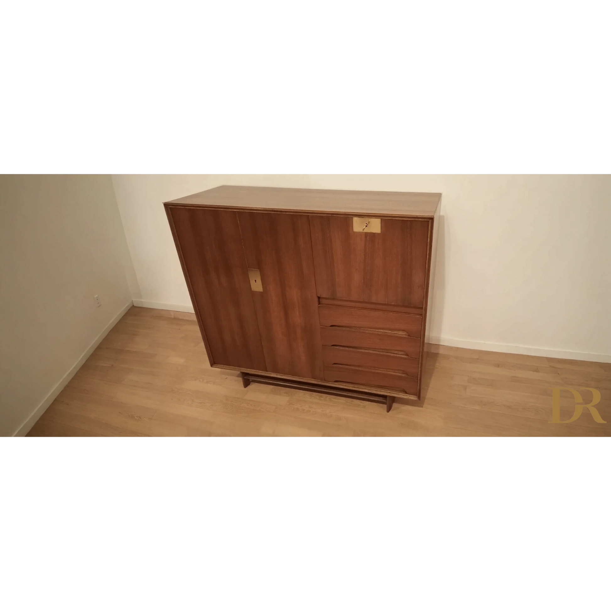 Credenza Edmondo Palutari vintage in legno con porta scorrevole e cassetti