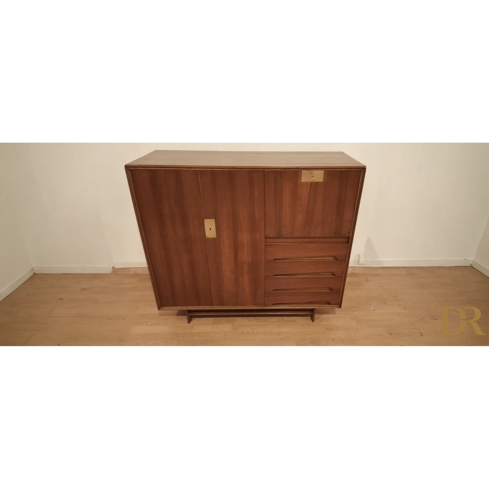 Credenza Edmondo Palutari vintage in legno con ante scorrevoli e cassetti