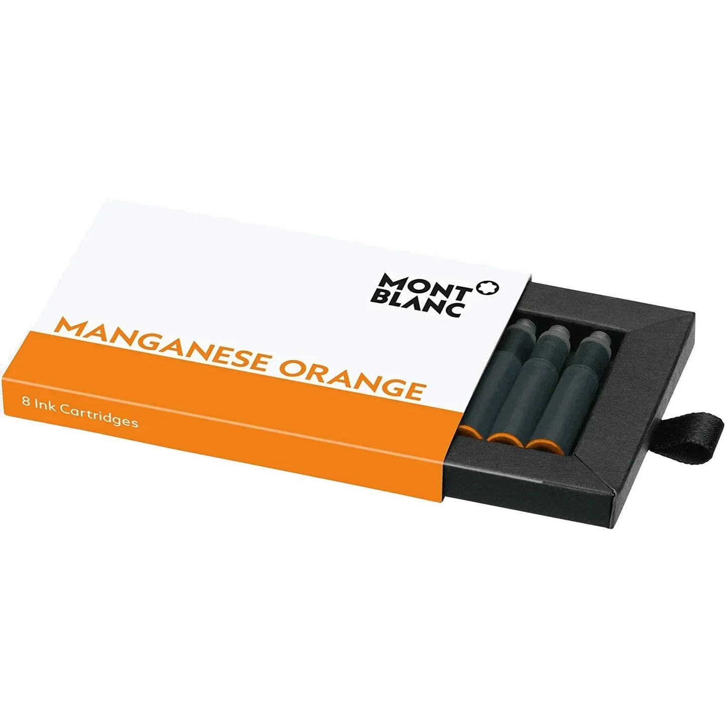 Montblanc inchiostro in cartucce manganese orange arancio in confezione nera e bianca con dettagli arancioni