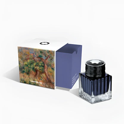 Boccetta d’inchiostro montblanc da 50ml in vetro sfaccettato con inchiostro blu outremer omaggio a pierre-auguste renoir