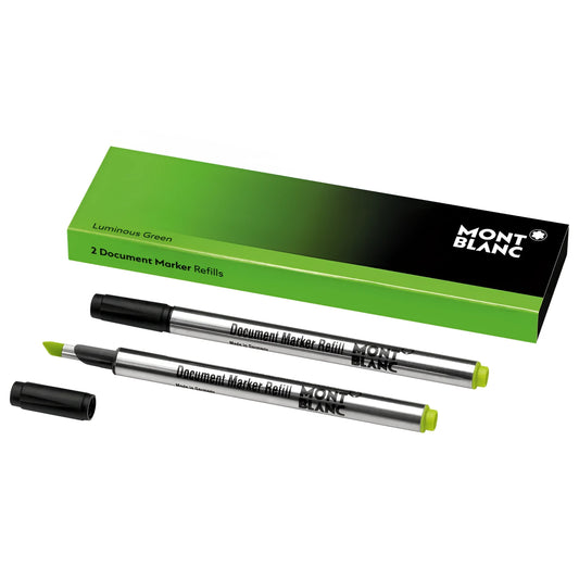 Montblanc due refill per evidenziatore design casa colore verde brillante con corpo argento e tappo nero