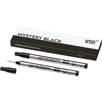 Montblanc 2 refill per roller legrand mystery black nero 128224 con barretta argento e cappuccio nero fine point