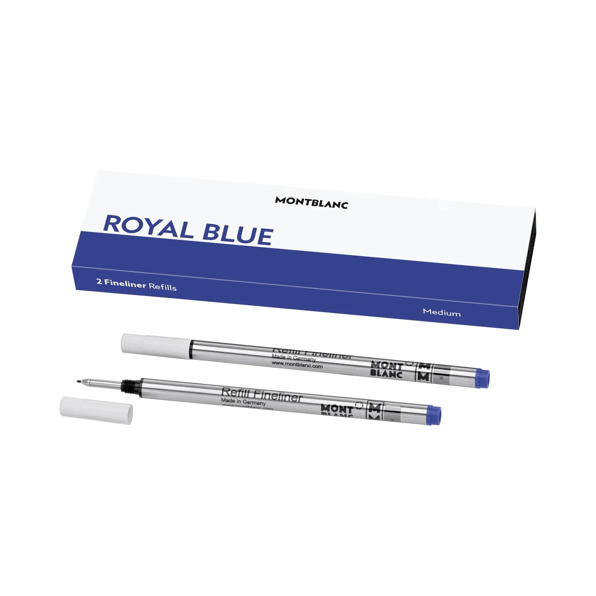 Montblanc fineliner punta m royal refill medium royal blue blu in elegante design argento e blu per scrittura fluida
