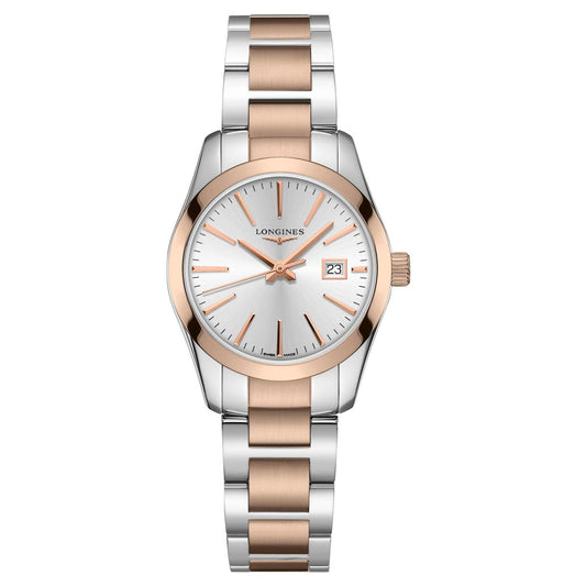 Longines Uhr Conquest Classic 29,5mm silber Quarz Stahl PVD Roségold L2.286.3.72.7