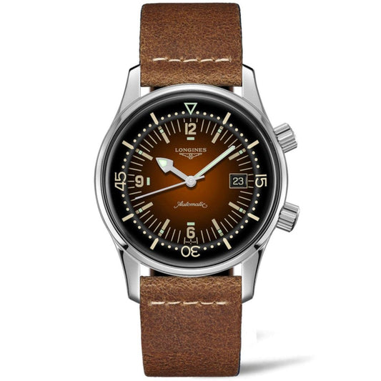 Longines orologio Heritage Legend Diver Tropical Watch 42mm marrone automatico acciaio L3.774.4.60.2