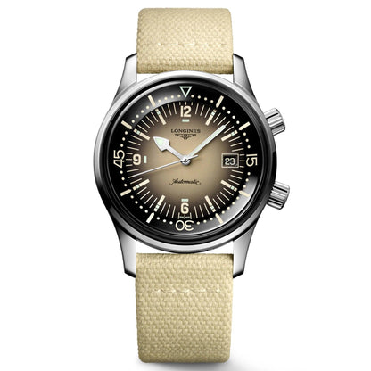 Longines orologio Legend Diver Watch 42mm beige automatico acciaio L3.774.4.30.2