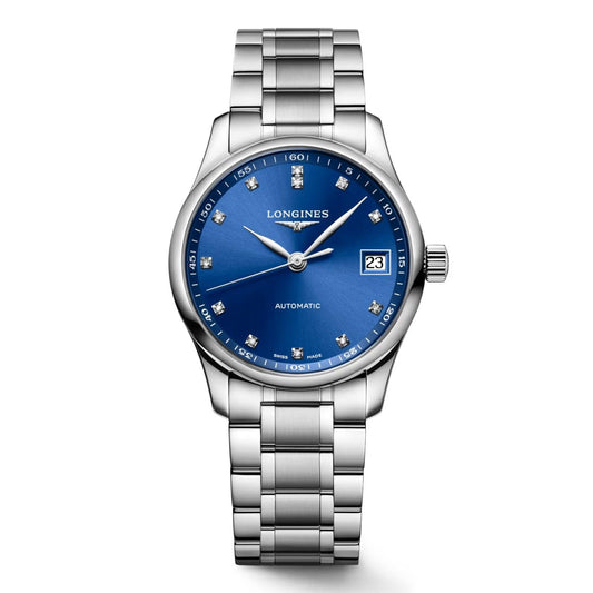 Longines Master Collection 34mm blau Diamanten Automatik Stahl L2.357.4.98.6
