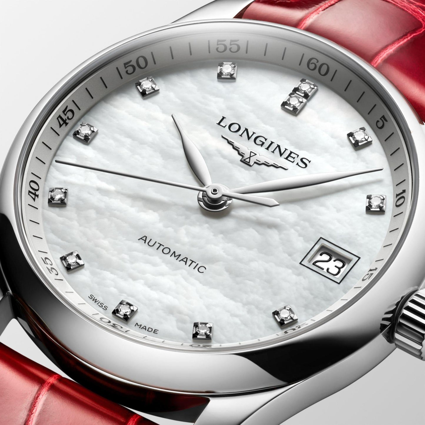 Longines orologio Master Collection 34mm madreperla diamanti automatico acciaio L2.357.4.87.2