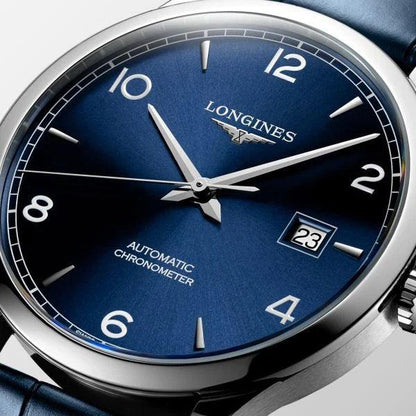 Longines orologio Record collection 40mm blu automatico acciaio L2.821.4.96.4