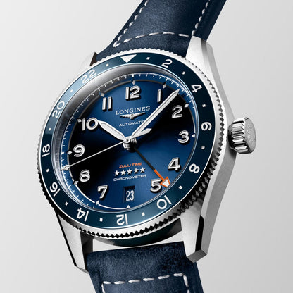 Longines orologio Spirit Zulu Time 39mm blu automatico acciaio L3.802.4.93.2