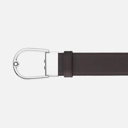 Montblanc cintura 35mm fibbia ferro di cavallo pelle granulata reversibile ebano/nero 198632