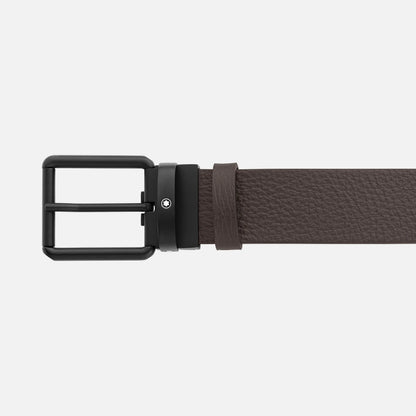 Montblanc cintura 35mm fibbia PVD nero pelle reversibile nero/marrone 131187