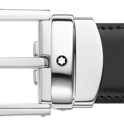 Montblanc cintura uomo elegante nera/marrone 30mm reversibile regolabile 114412