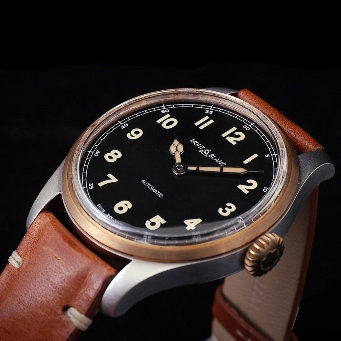 Montblanc orologio 1858 Automatic 44mm nero automatico acciaio e bronzo 116241