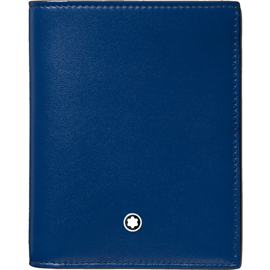 Montblanc portafoglio compatto 6 scomparti Meisterstück nero/blu 129678