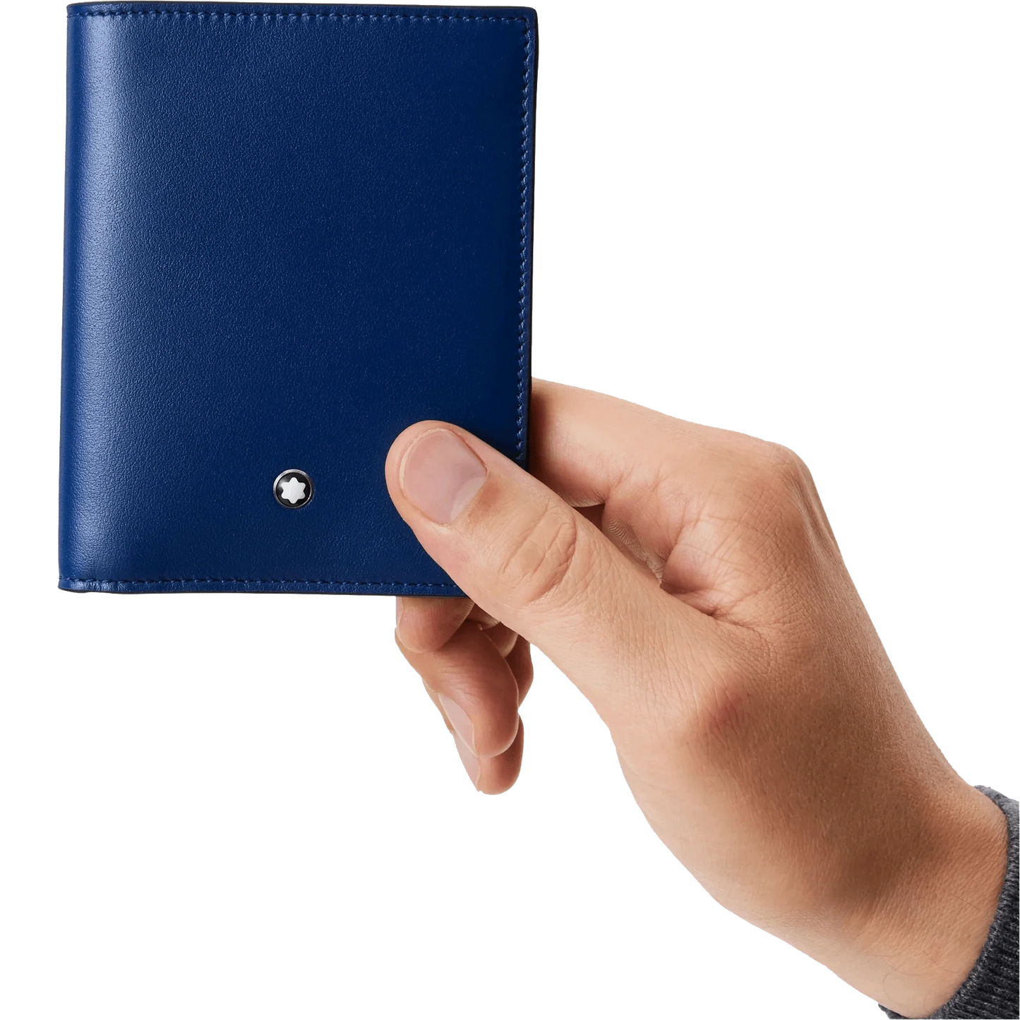 Montblanc portafoglio compatto 6 scomparti Meisterstück nero/blu 129678