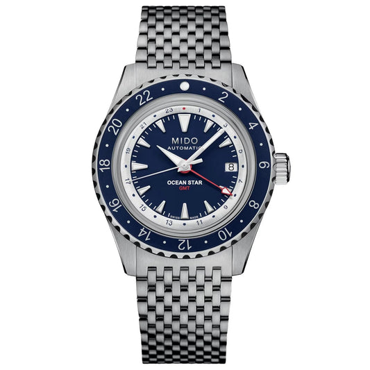 Mido orologio ocean star gmt edizione speciale 40mm con funzione gmt quadrante blu e cassa in acciaio