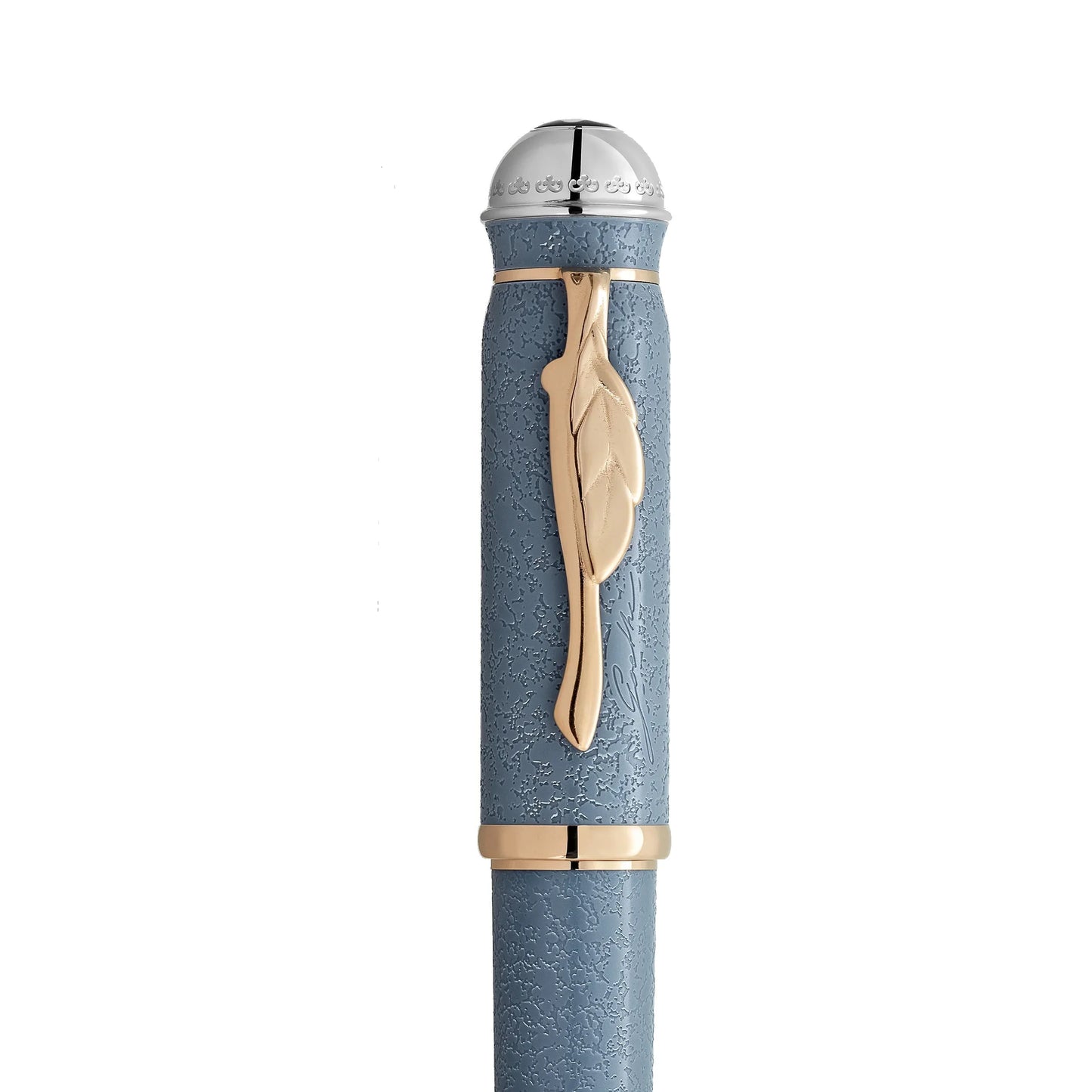 Montblanc penna sfera writers edition blu con dettagli in foglia oro e cappuccio argento in omaggio a johann wolfgang von goethe