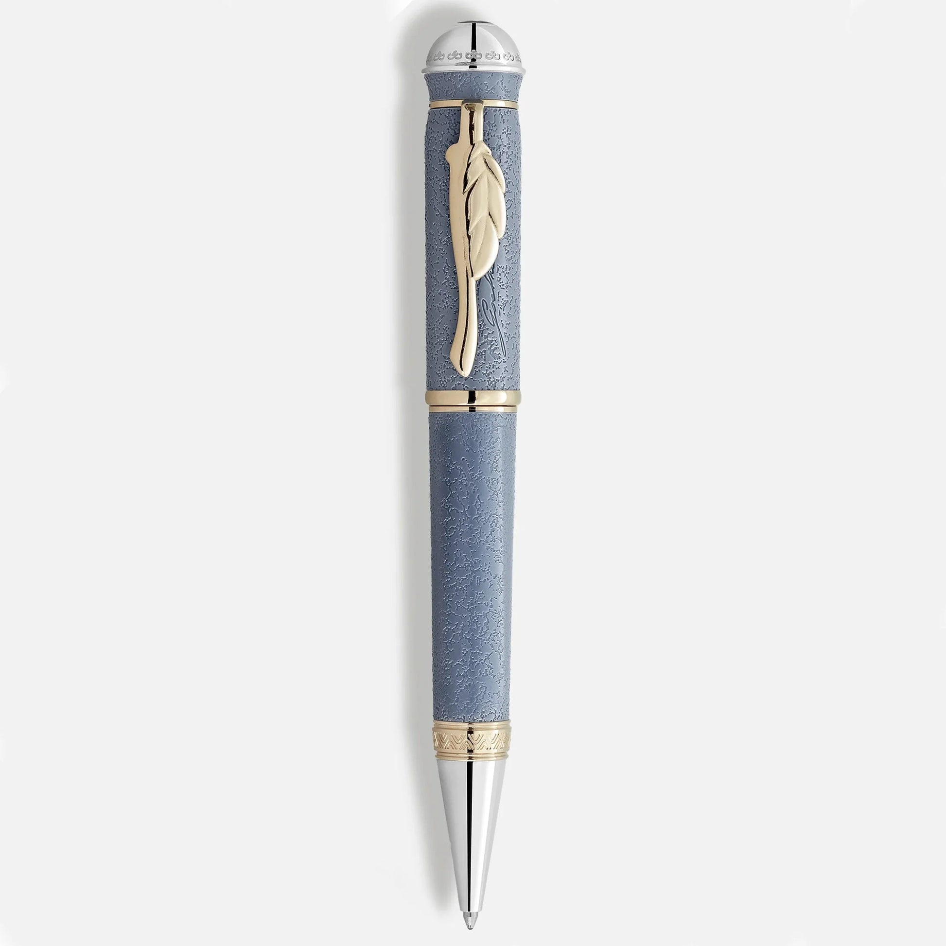 Penna sfera montblanc writers edition omaggio a johann wolfgang von goethe blu con piuma oro e dettagli argento eleganti