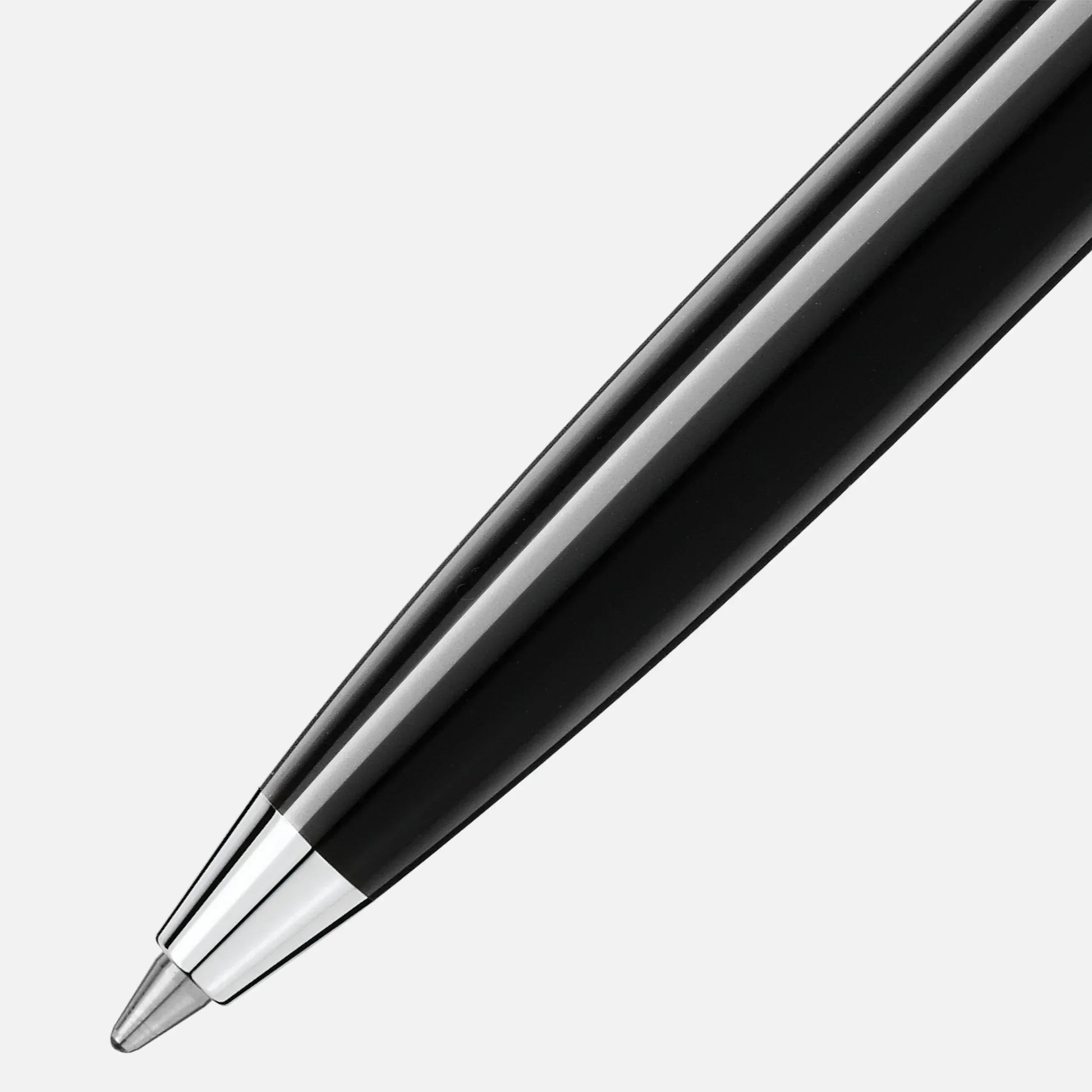 Montblanc penna a sfera meisterstück platinum line omaggio a w a mozart in pregiata resina nera con clip e punta in argento lucido