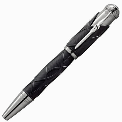 Montblanc writers edition fratelli grimm set 3 penne stilografica roller e sfera con incisione geometrica argento e nero
