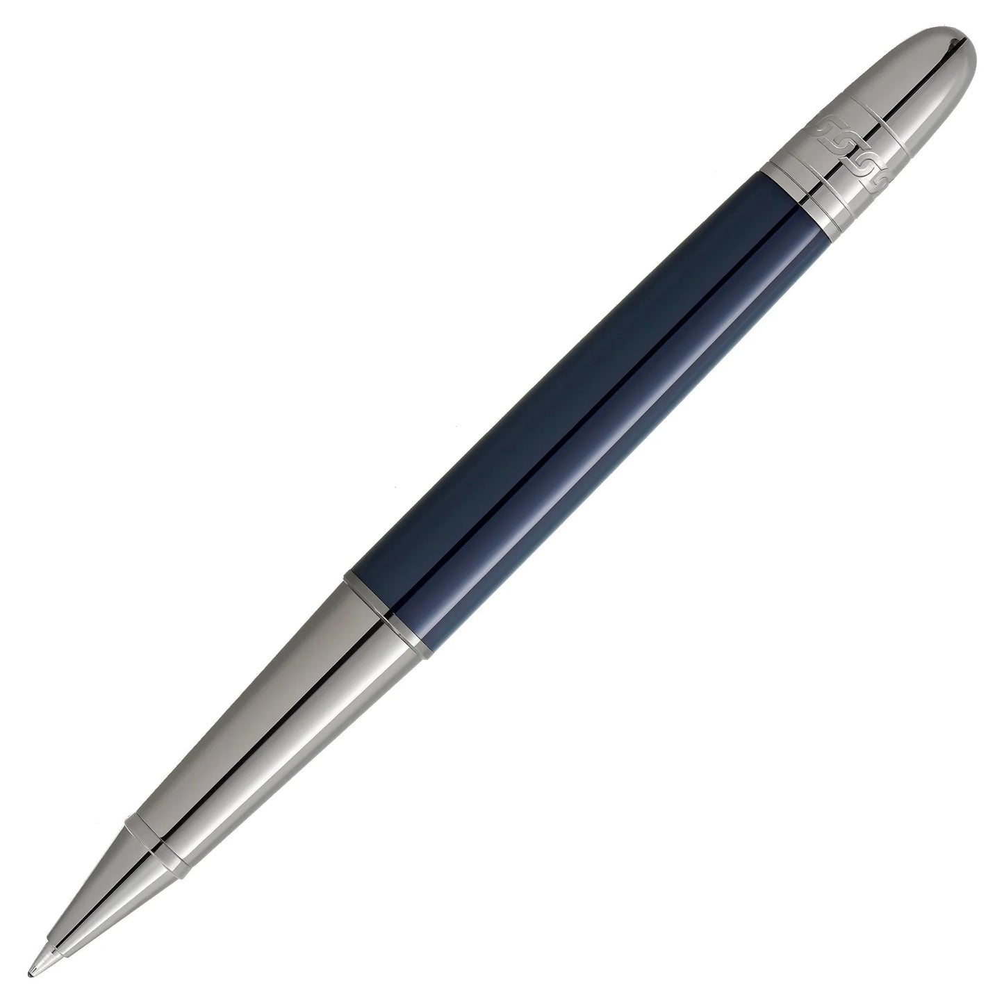 Penna rollerball montblanc doué classique meisterstück navy blue e silver con finitura lucida per scrivere around the world