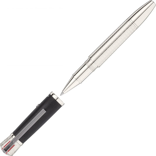 Montblanc roller great montblanc rollerball silver and black with polished metal body and textured grip great characters james dean