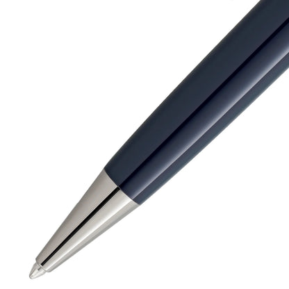 Penna a sfera media montblanc meisterstück navy blue e argento modello around the world in 80 days elegante e lucida