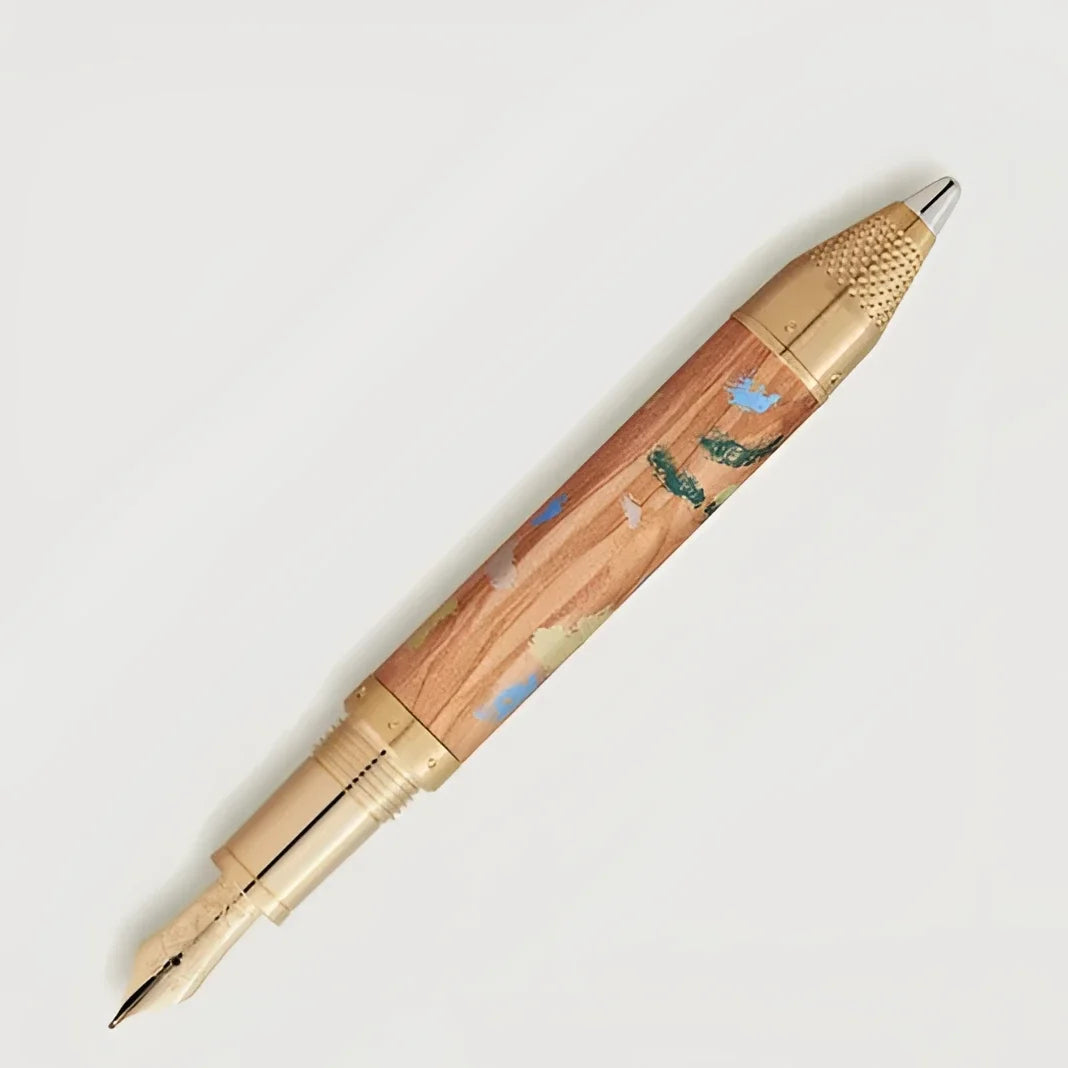 Penna stilografica montblanc masters of art homage a pierre-auguste renoir con design artistico in legno e metallo oro