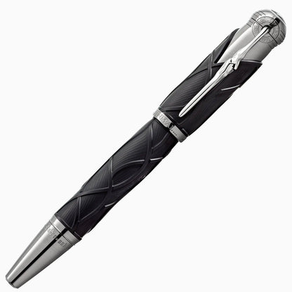 Montblanc stilografica writers edition homage to brothers Grimm nero e argento con incisioni intricate sul fusto