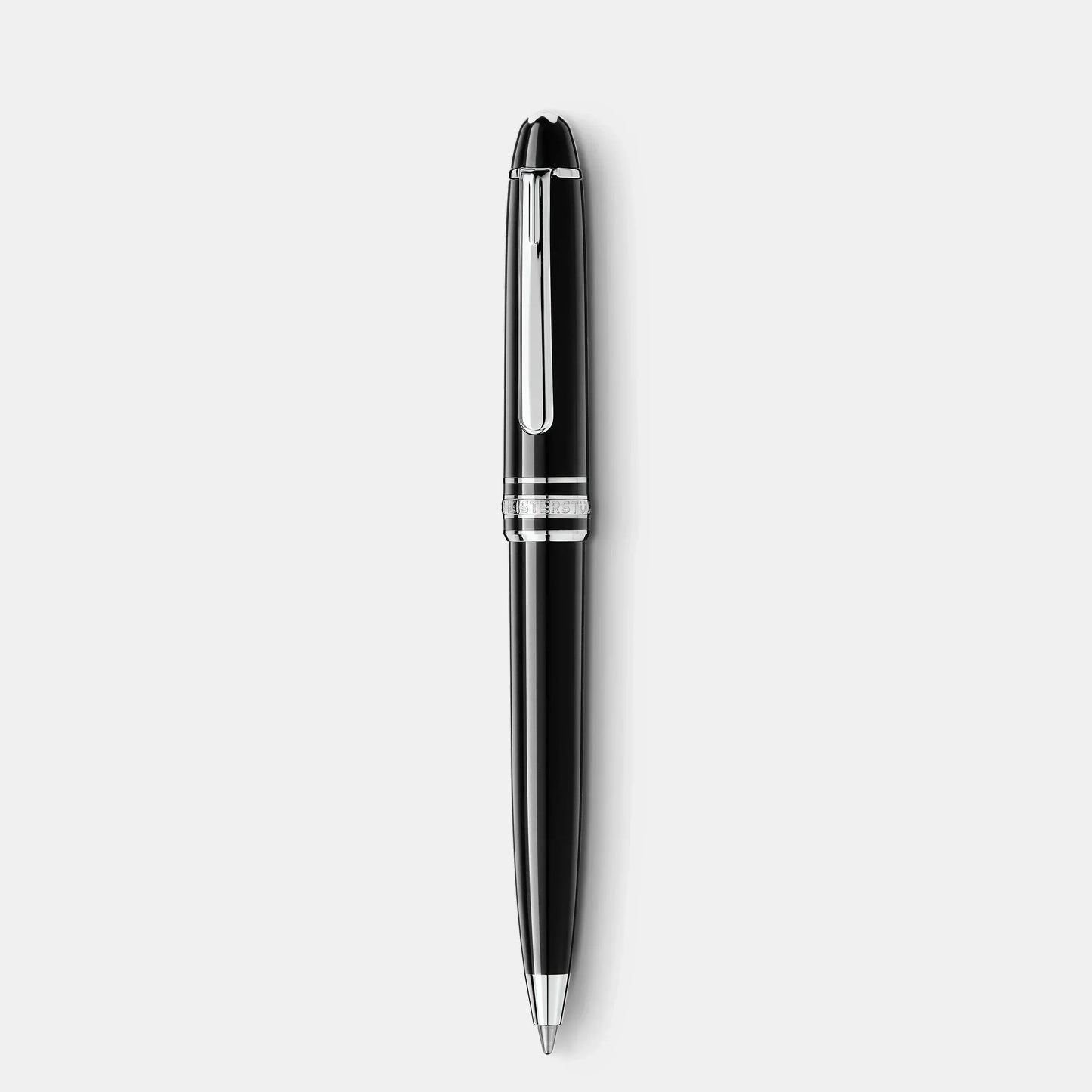 Montblanc penna a sfera meisterstück platinum line hommage à w a mozart in pregiata resina nera con dettagli cromati eleganti