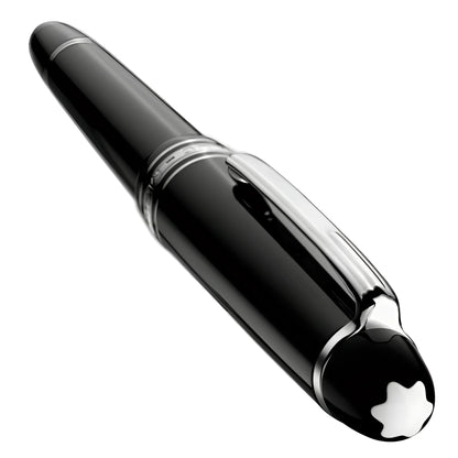 Montblanc stilografica meisterstück platinum legrand punta m in pregiata resina nera lucida con dettagli in argento