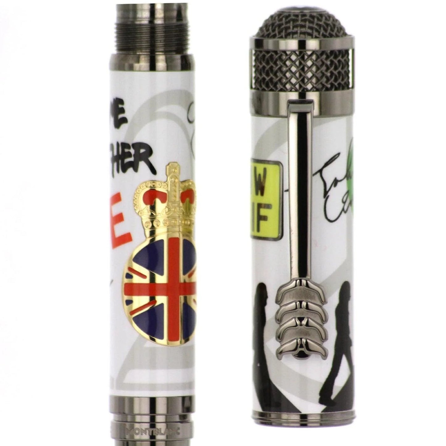 Penna stilografica montblanc roller great characters the beatles edizione limitata bianca con emblema union jack oro