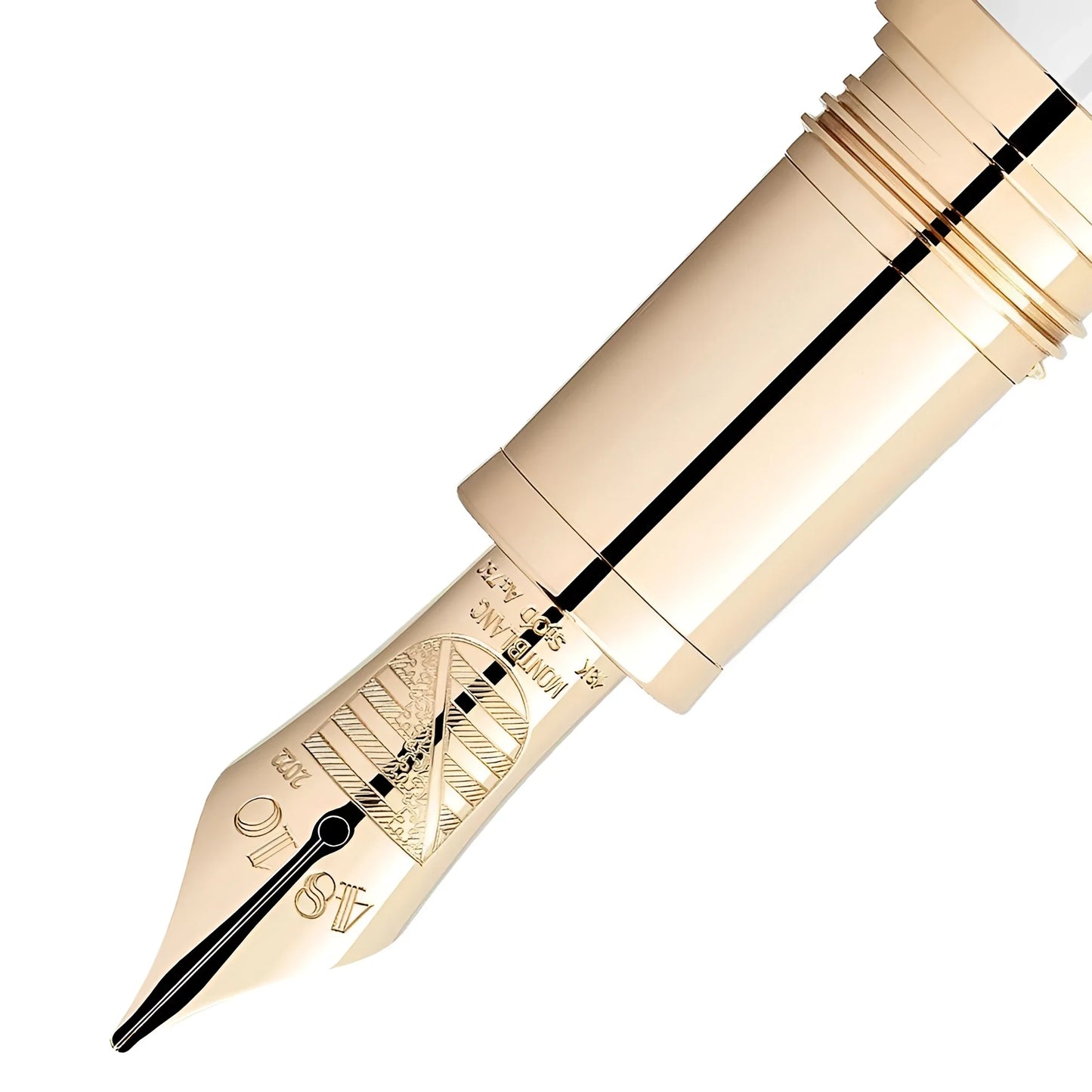 Nib gold finish montblanc patron stilografica homage to albert colore bianco perlato limited edition punta m