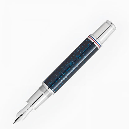 Montblanc stilografica great characters homage to the great gatsby edizione speciale in fibra di carbonio blu scuro con dettagli tricolore