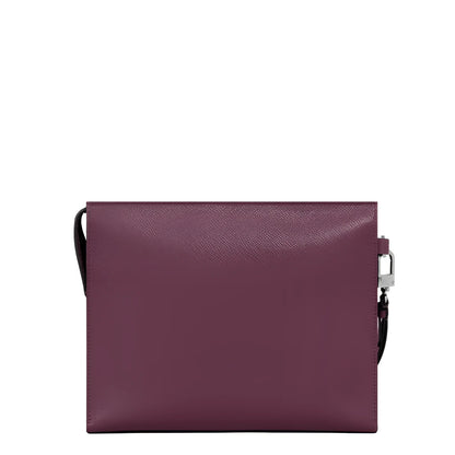 Montblanc pochette sartorial cassis 199366 in pelle bordeaux con superficie texturizzata e dettagli in metallo argento raffinata pochette sartoriale per oggetti essenziali quotidiani